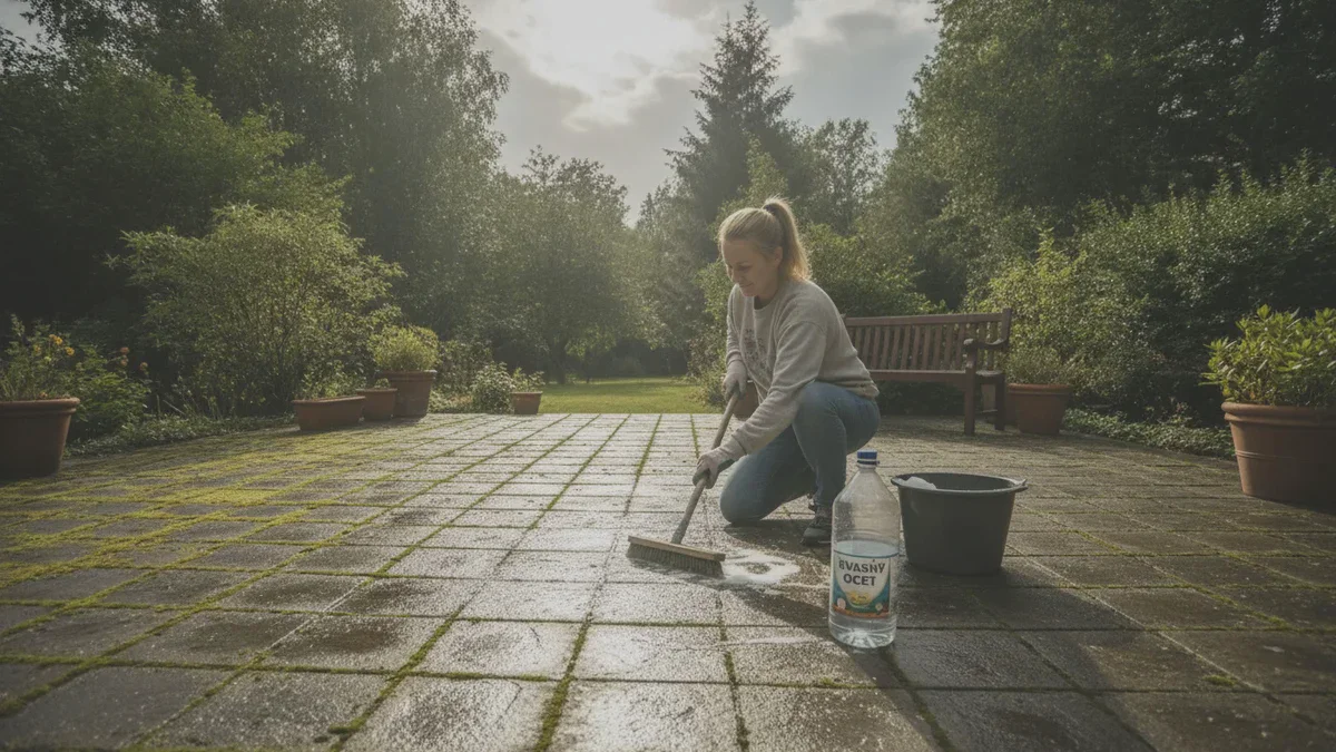 Wie man eine grüne Terrasse in einer Stunde mit einer einzigen Küchenzutat reinigt